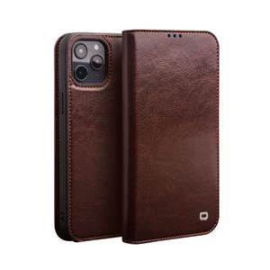 Qialino echt lederen luxe wallet hoes - iPhone 12 Mini - Bruin