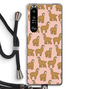 CaseCompany Alpacas: Sony Xperia 1 III Transparant Hoesje met koord