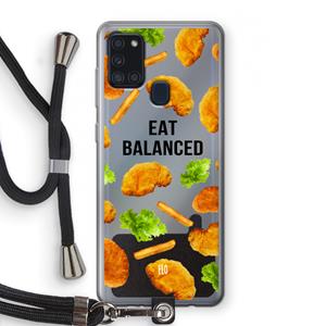 CaseCompany Eat Balanced: Samsung Galaxy A21s Transparant Hoesje met koord