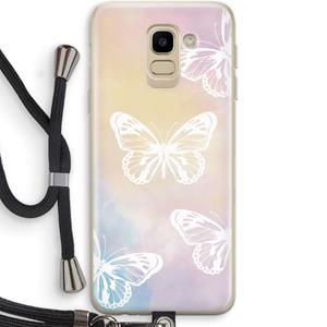 CaseCompany White butterfly: Samsung Galaxy J6 (2018) Transparant Hoesje met koord