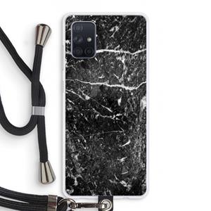 CaseCompany Zwart marmer: Samsung Galaxy A71 Transparant Hoesje met koord