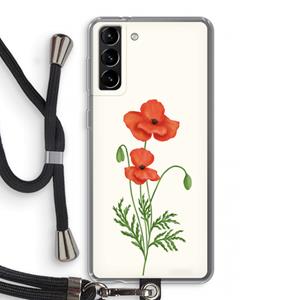 CaseCompany Red poppy: Samsung Galaxy S21 Plus Transparant Hoesje met koord