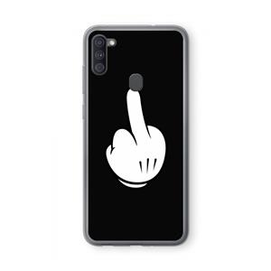 CaseCompany Middle finger black: Samsung Galaxy A11 Transparant Hoesje