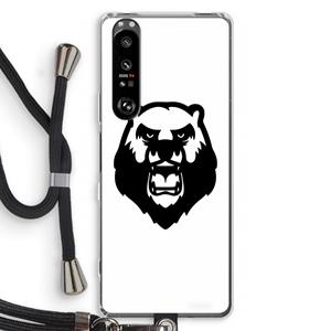 CaseCompany Angry Bear (white): Sony Xperia 1 III Transparant Hoesje met koord