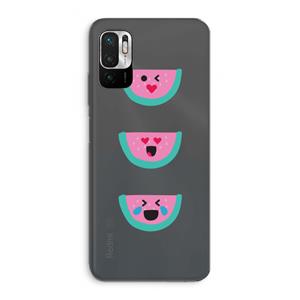 CaseCompany Smiley watermeloen: Xiaomi Redmi Note 10 5G Transparant Hoesje