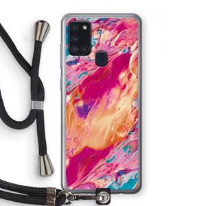 CaseCompany Pastel Echoes: Samsung Galaxy A21s Transparant Hoesje met koord