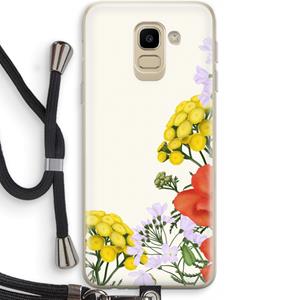 CaseCompany Wilde bloemen: Samsung Galaxy J6 (2018) Transparant Hoesje met koord