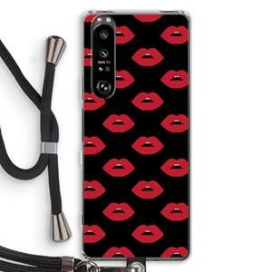 CaseCompany Lips: Sony Xperia 1 III Transparant Hoesje met koord