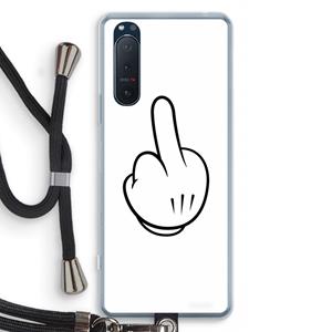 CaseCompany Middle finger white: Sony Xperia 5 II Transparant Hoesje met koord