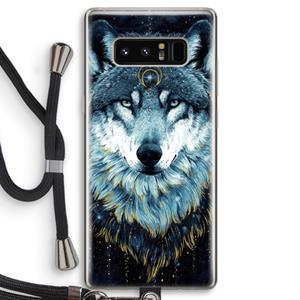 CaseCompany Darkness Wolf: Samsung Galaxy Note 8 Transparant Hoesje met koord