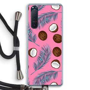 CaseCompany Kokosnoot roze: Sony Xperia 5 II Transparant Hoesje met koord