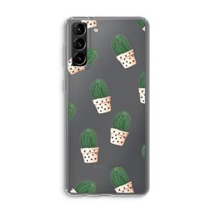 CaseCompany Cactusprint roze: Samsung Galaxy S21 Plus Transparant Hoesje
