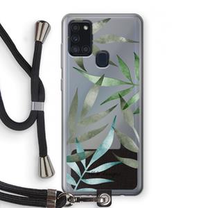 CaseCompany Tropical watercolor leaves: Samsung Galaxy A21s Transparant Hoesje met koord
