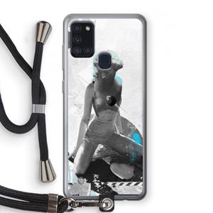 CaseCompany I will not feel a thing: Samsung Galaxy A21s Transparant Hoesje met koord