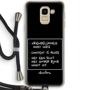 CaseCompany Mijn Motto's: Samsung Galaxy J6 (2018) Transparant Hoesje met koord