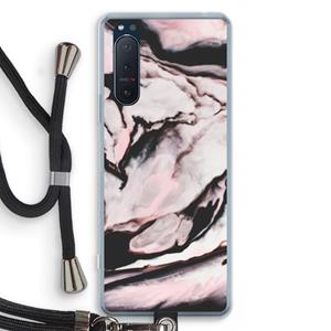 CaseCompany Roze stroom: Sony Xperia 5 II Transparant Hoesje met koord