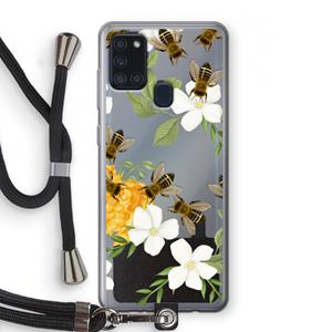 CaseCompany No flowers without bees: Samsung Galaxy A21s Transparant Hoesje met koord
