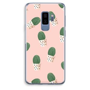 CaseCompany Cactusprint roze: Samsung Galaxy S9 Plus Transparant Hoesje