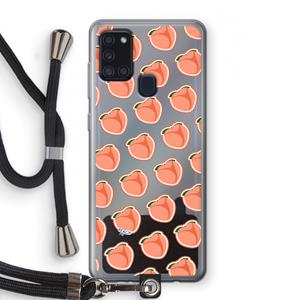 CaseCompany Just peachy: Samsung Galaxy A21s Transparant Hoesje met koord