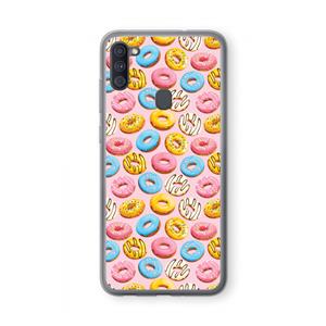 CaseCompany Pink donuts: Samsung Galaxy A11 Transparant Hoesje