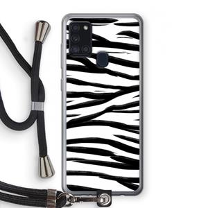 CaseCompany Zebra pattern: Samsung Galaxy A21s Transparant Hoesje met koord
