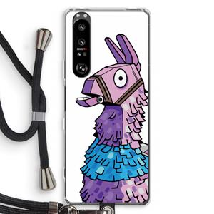 CaseCompany Lama: Sony Xperia 1 III Transparant Hoesje met koord