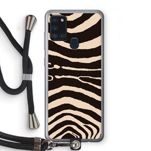 CaseCompany Arizona Zebra: Samsung Galaxy A21s Transparant Hoesje met koord