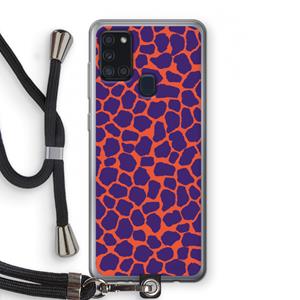 CaseCompany Purple Giraffe: Samsung Galaxy A21s Transparant Hoesje met koord