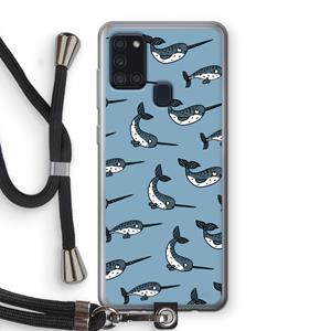 CaseCompany Narwhal: Samsung Galaxy A21s Transparant Hoesje met koord