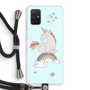 CaseCompany Regenboog eenhoorn: Samsung Galaxy A71 Transparant Hoesje met koord