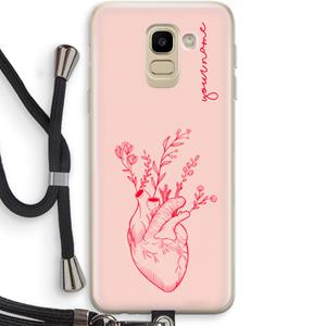 CaseCompany Blooming Heart: Samsung Galaxy J6 (2018) Transparant Hoesje met koord