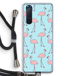 CaseCompany Anything Flamingoes: Sony Xperia 5 II Transparant Hoesje met koord