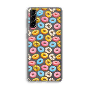 CaseCompany Pink donuts: Samsung Galaxy S21 Plus Transparant Hoesje