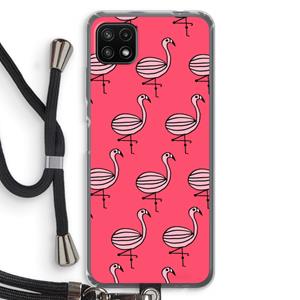 CaseCompany Flamingo: Samsung Galaxy A22 5G Transparant Hoesje met koord