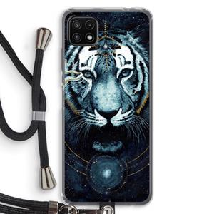 CaseCompany Darkness Tiger: Samsung Galaxy A22 5G Transparant Hoesje met koord
