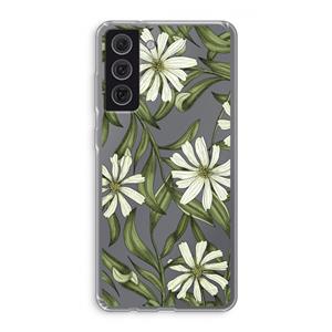 CaseCompany Wit bloemenpatroon: Samsung Galaxy S21 FE Transparant Hoesje