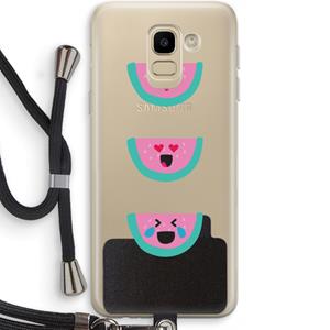 CaseCompany Smiley watermeloen: Samsung Galaxy J6 (2018) Transparant Hoesje met koord