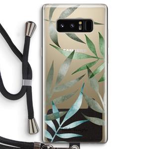CaseCompany Tropical watercolor leaves: Samsung Galaxy Note 8 Transparant Hoesje met koord