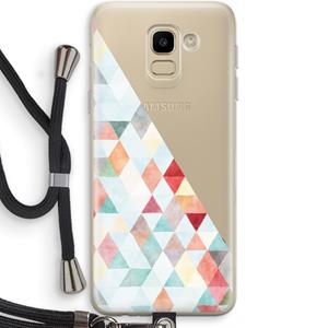 CaseCompany Gekleurde driehoekjes pastel: Samsung Galaxy J6 (2018) Transparant Hoesje met koord
