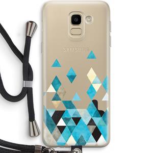 CaseCompany Gekleurde driehoekjes blauw: Samsung Galaxy J6 (2018) Transparant Hoesje met koord