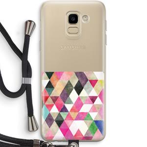 CaseCompany Gekleurde driehoekjes: Samsung Galaxy J6 (2018) Transparant Hoesje met koord
