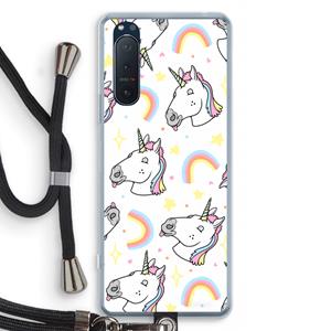 CaseCompany Rainbow Unicorn: Sony Xperia 5 II Transparant Hoesje met koord