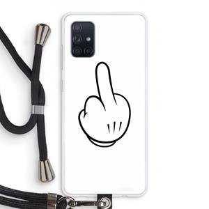 CaseCompany Middle finger white: Samsung Galaxy A71 Transparant Hoesje met koord