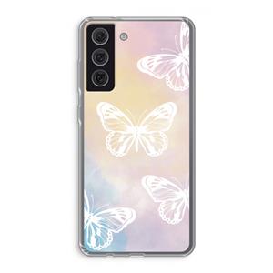 CaseCompany White butterfly: Samsung Galaxy S21 FE Transparant Hoesje