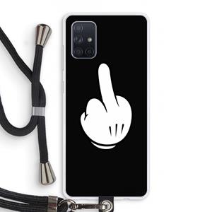 CaseCompany Middle finger black: Samsung Galaxy A71 Transparant Hoesje met koord