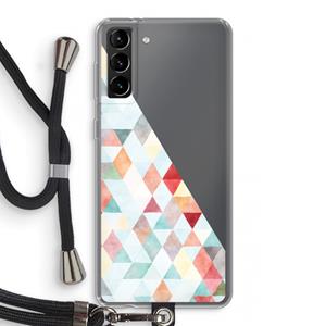 CaseCompany Gekleurde driehoekjes pastel: Samsung Galaxy S21 Plus Transparant Hoesje met koord