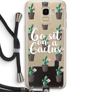 CaseCompany Cactus quote: Samsung Galaxy J6 (2018) Transparant Hoesje met koord