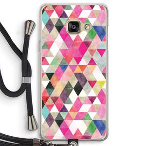 CaseCompany Gekleurde driehoekjes: Samsung Galaxy A3 (2016) Transparant Hoesje met koord