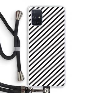 CaseCompany Strepen zwart-wit: Samsung Galaxy A71 Transparant Hoesje met koord
