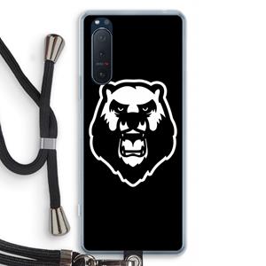 CaseCompany Angry Bear (black): Sony Xperia 5 II Transparant Hoesje met koord